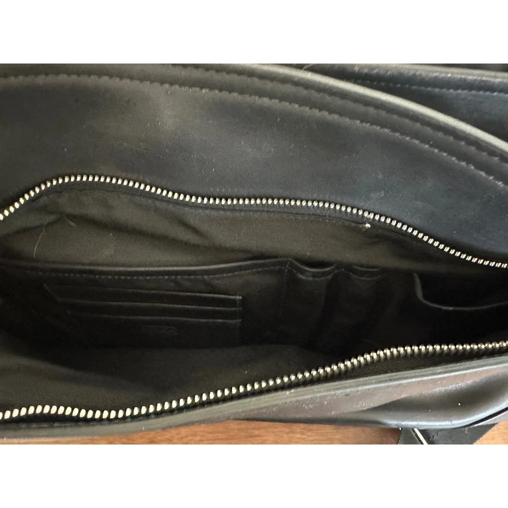 Coach Black Leather Messenger Bag Briefcase Laptop Crossbody Silver Hardware